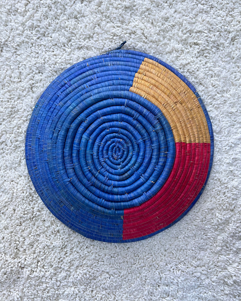 Uganda hand woven Baskets 12" - Blue / Red / Gold - Afrilege