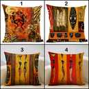 African Life Portrait Pillow Cover - Orange / Multicolor - Afrilege