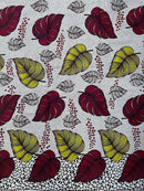 African Wax Print Fabric ( Ankara) - White / Red / Yellow - Afrilege