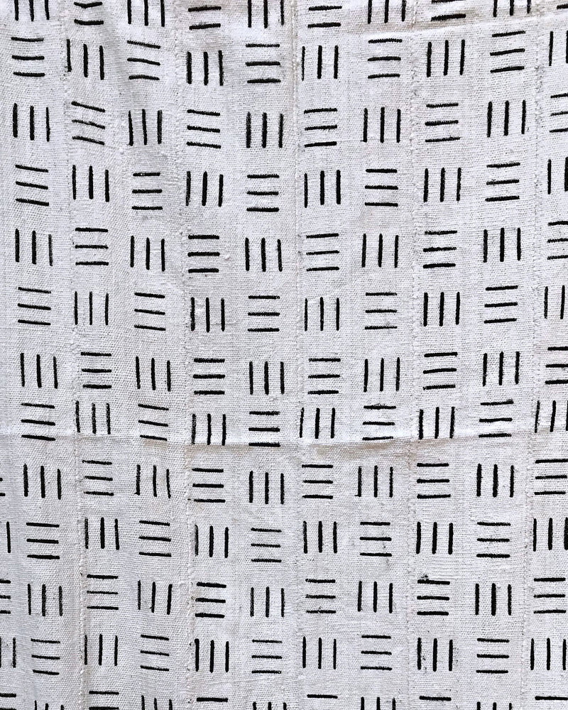 African Mudcloth Fabric from Mali - White / Black - Afrilege