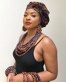 Burgundy Toghu African Print Rope Necklace - Afrilege