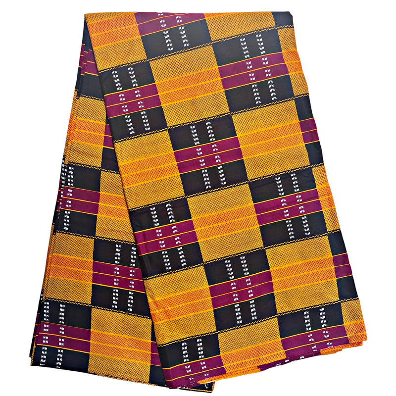 African Wax Print Fabric Ankara - Orange / Black - Afrilege