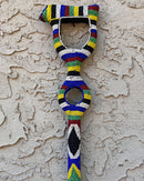 Bamileke Hand Beaded African Carved Walking Stick / Cane - Afrilege
