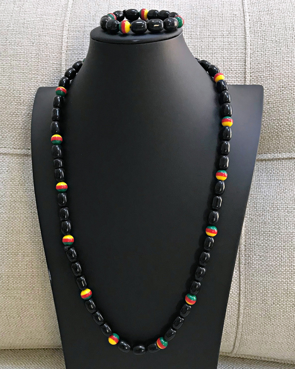 Jamaica Colors Black Beads Necklace for Men Afrilege