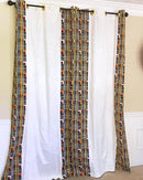 Zarah Grommet Top Kente African Print Curtains - Black / White / Yellow - Afrilege