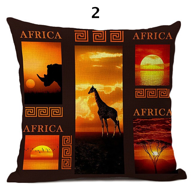 African Life Portrait Collage Pillow Cover - Black / Orange - Afrilege