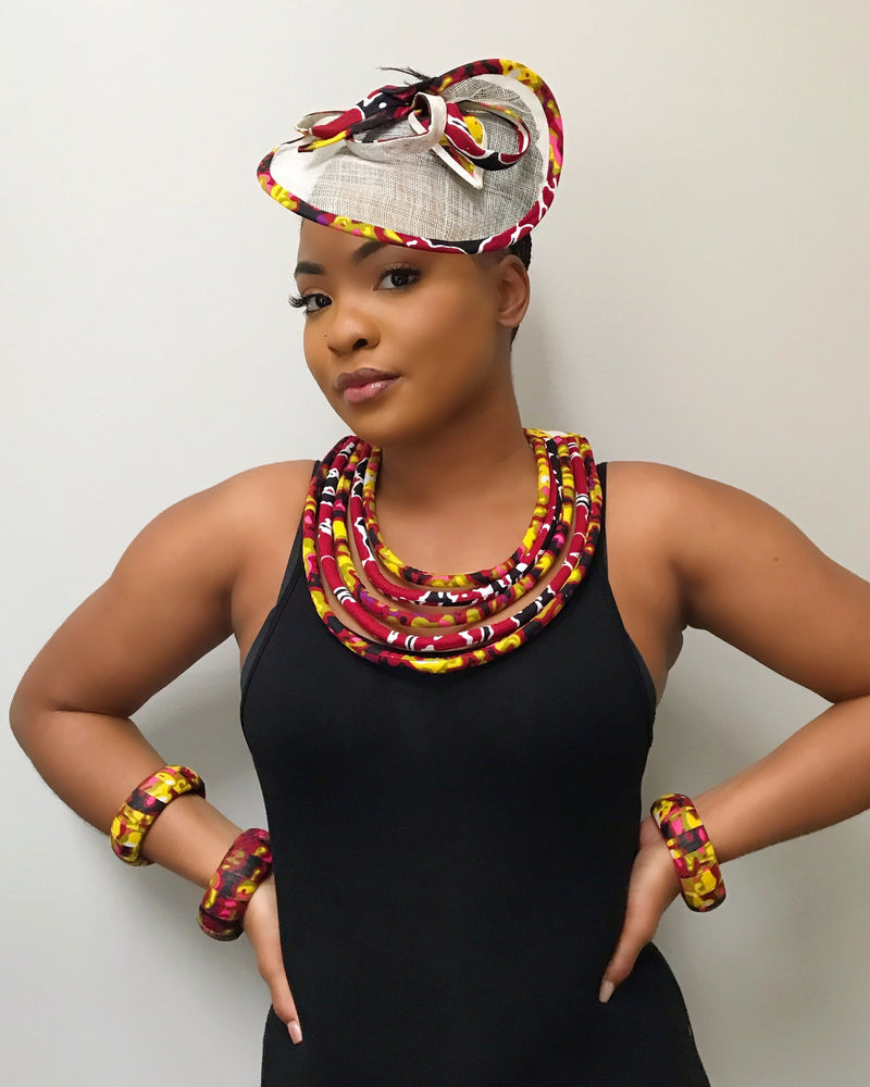 Carmela African Print Rope Necklace - Afrilege