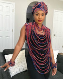 Rosilia African Print 24 Strands Statement rope necklace - Afrilege