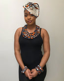 Cowria African Print Rope Necklace - Afrilege