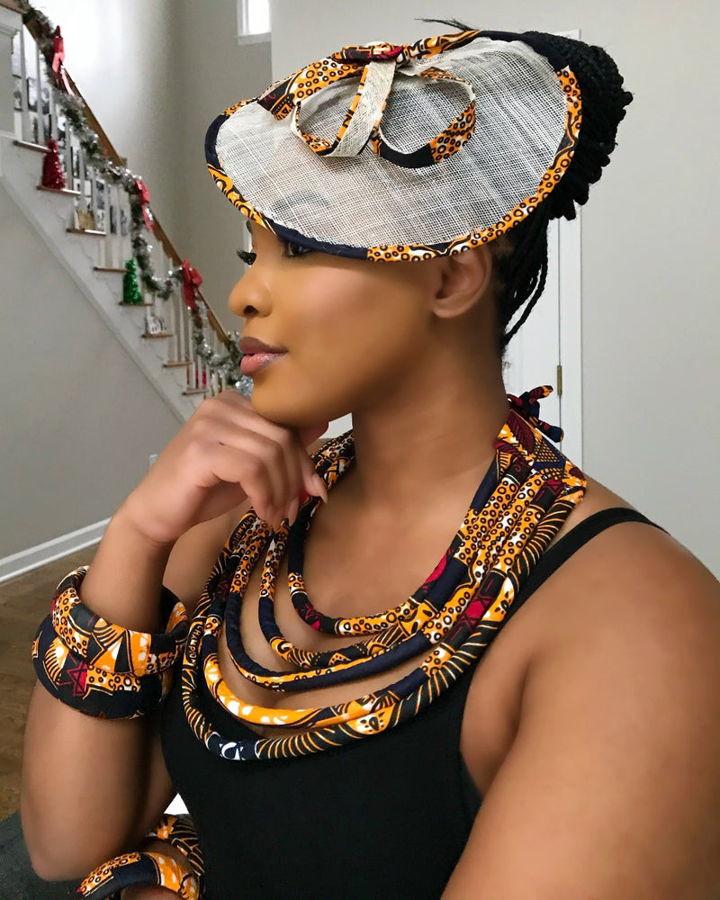 Bessa African Print Rope Necklace - Afrilege