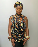 Bogolan African Print 44 Strands Rope Necklace - Afrilege