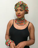 Neela Set of 2 Africa Print Choker Rope Necklace - Afrilege