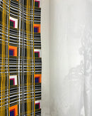 Zarah Grommet Top Kente African Print Curtains - Black / White / Yellow - Afrilege