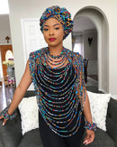 Lesedi African Print 24 Strands Statement rope necklace - Afrilege