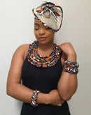 Cowria African Print Fascinator Hat - Brown / Black / White - Afrilege