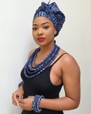 Navy Ndop African Print Rope Necklace - Afrilege