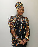 Bogolan African Print 44 Strands Rope Necklace - Afrilege