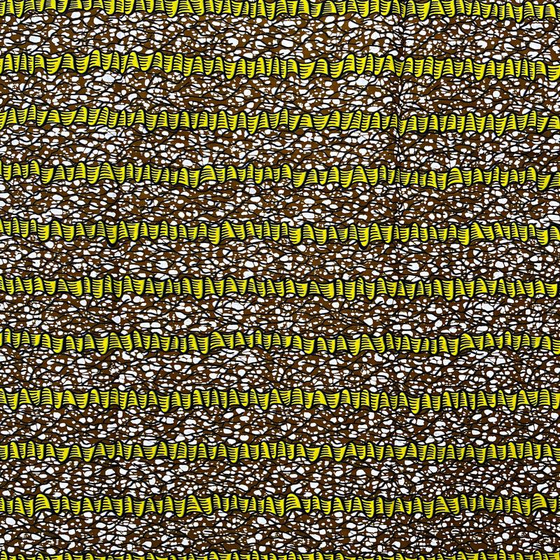 African Wax Print Fabric by The Yard - Brown / Yellow