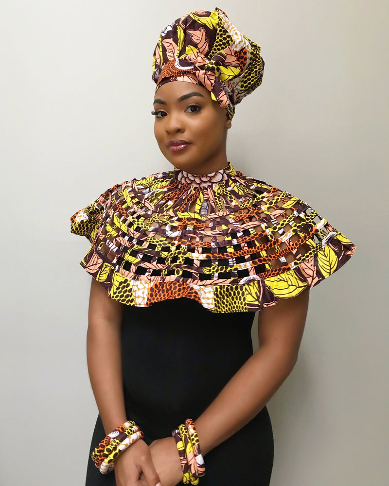 Wedila African print Web Choker Shoulder Necklace - Afrilege
