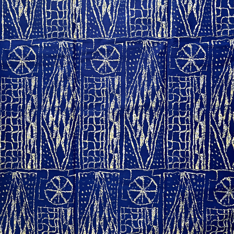 Bamileke Ndop pattern African Wax Print Fabric - Blue