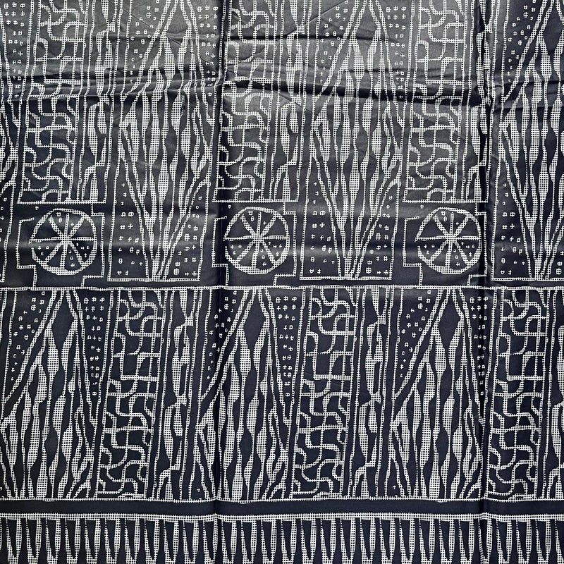 Bamileke Ndop Patterns African Wax Print Fabric (Ankara) - Navy blue / Grey