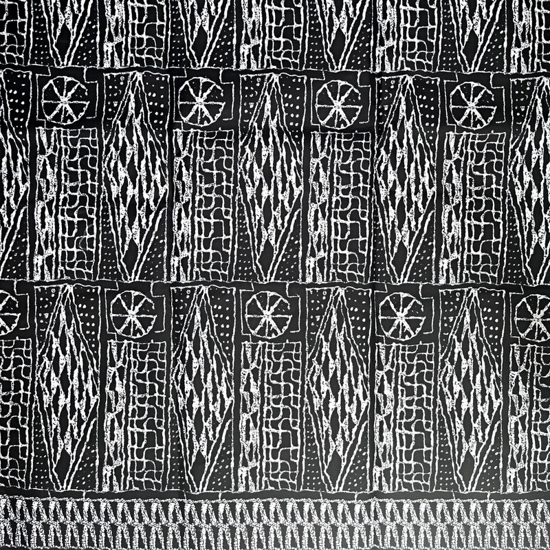 Bamileke Ndop pattern African Wax Print Fabric - Black