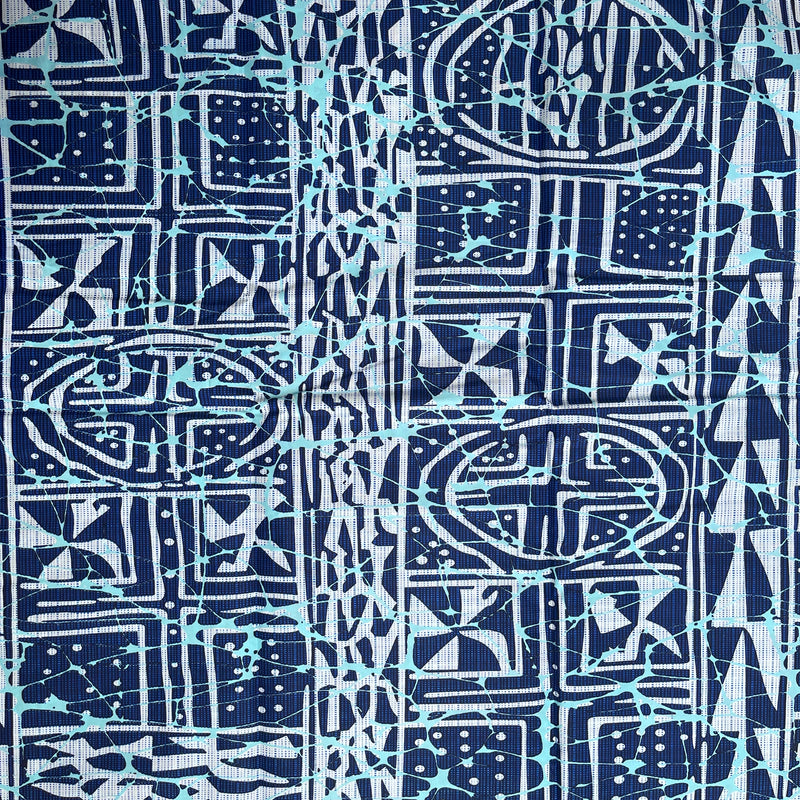 Bamileke Ndop pattern African Wax Print Fabric - Blue