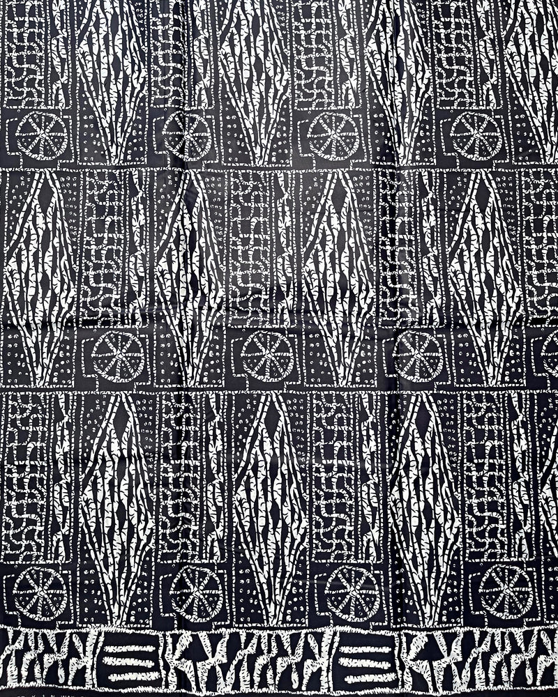 Bamileke Ndop Patterns African Wax Print Fabric (Ankara) - Black / Gray