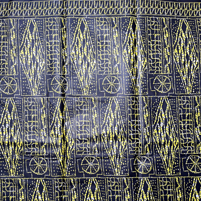 Bamileke Ndop Patterns African Wax Print Fabric (Ankara) - Black / Yellow