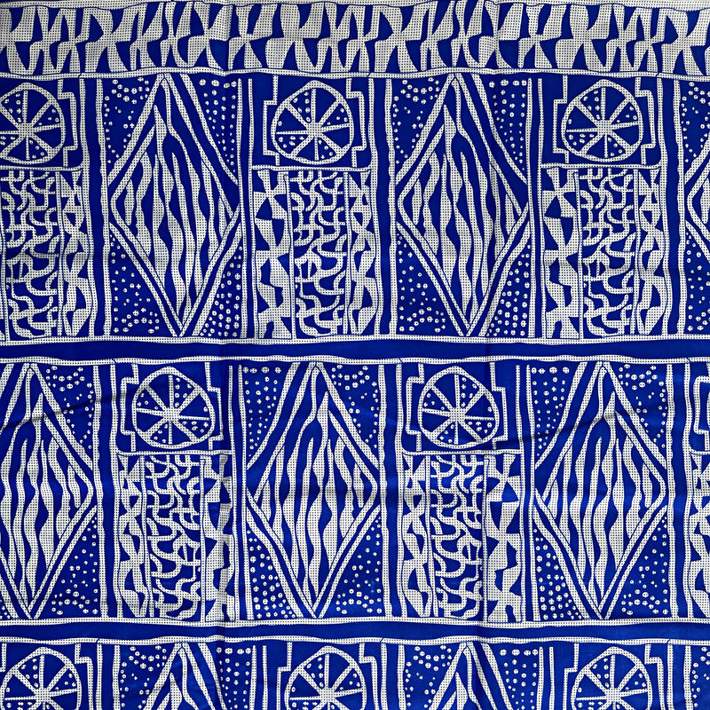 Bamileke Ndop pattern African Wax Print Fabric - Blue