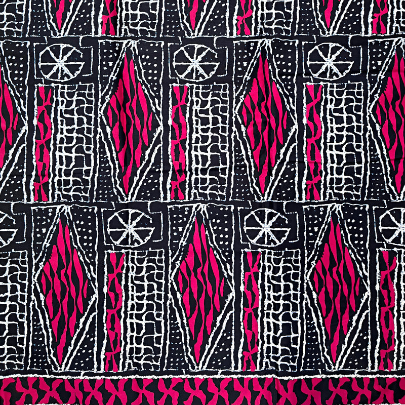 Bamileke Ndop pattern African Wax Print Fabric - Blue / Pink