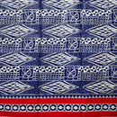 Bamileke Ndop Patterns African Wax Print Fabric (Ankara) - Blue / White / Red - Afrilege