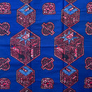 African Wax Print Fabric by The Yard - Blue / Red - Afrilege