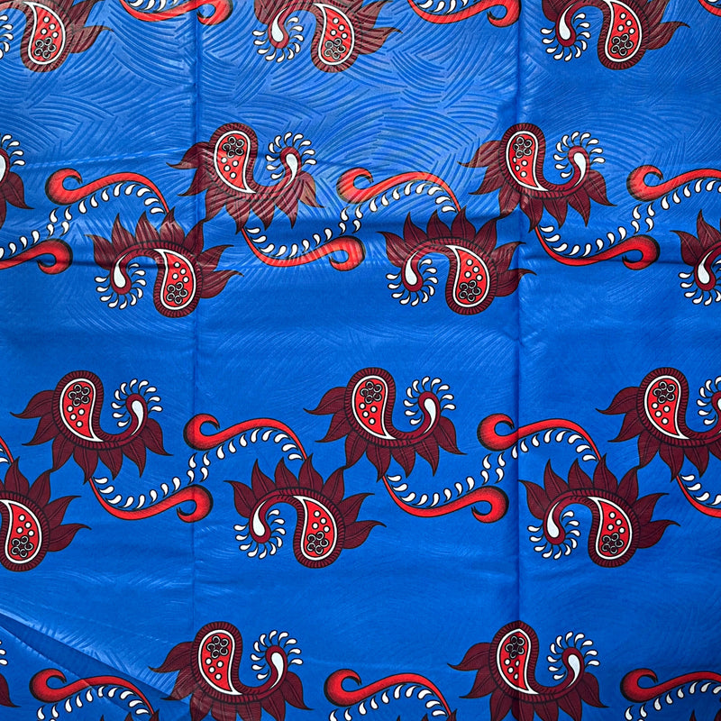 African Wax Print Fabric (Ankara) - Blue / Red