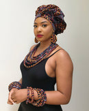 Burgundy Toghu African Print Rope Necklace - Afrilege