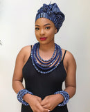 Navy Ndop African Print Rope Necklace - Afrilege