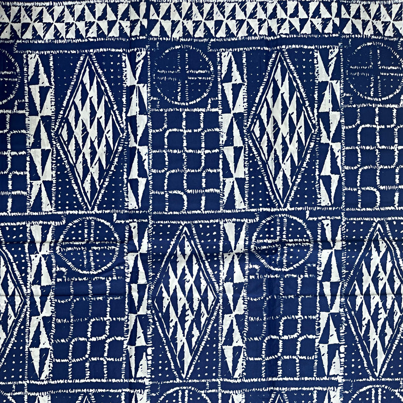 Bamileke Ndop pattern African Wax Print Fabric - Blue