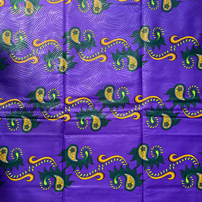 African Wax Print Fabric (Ankara) - Purple / Orange