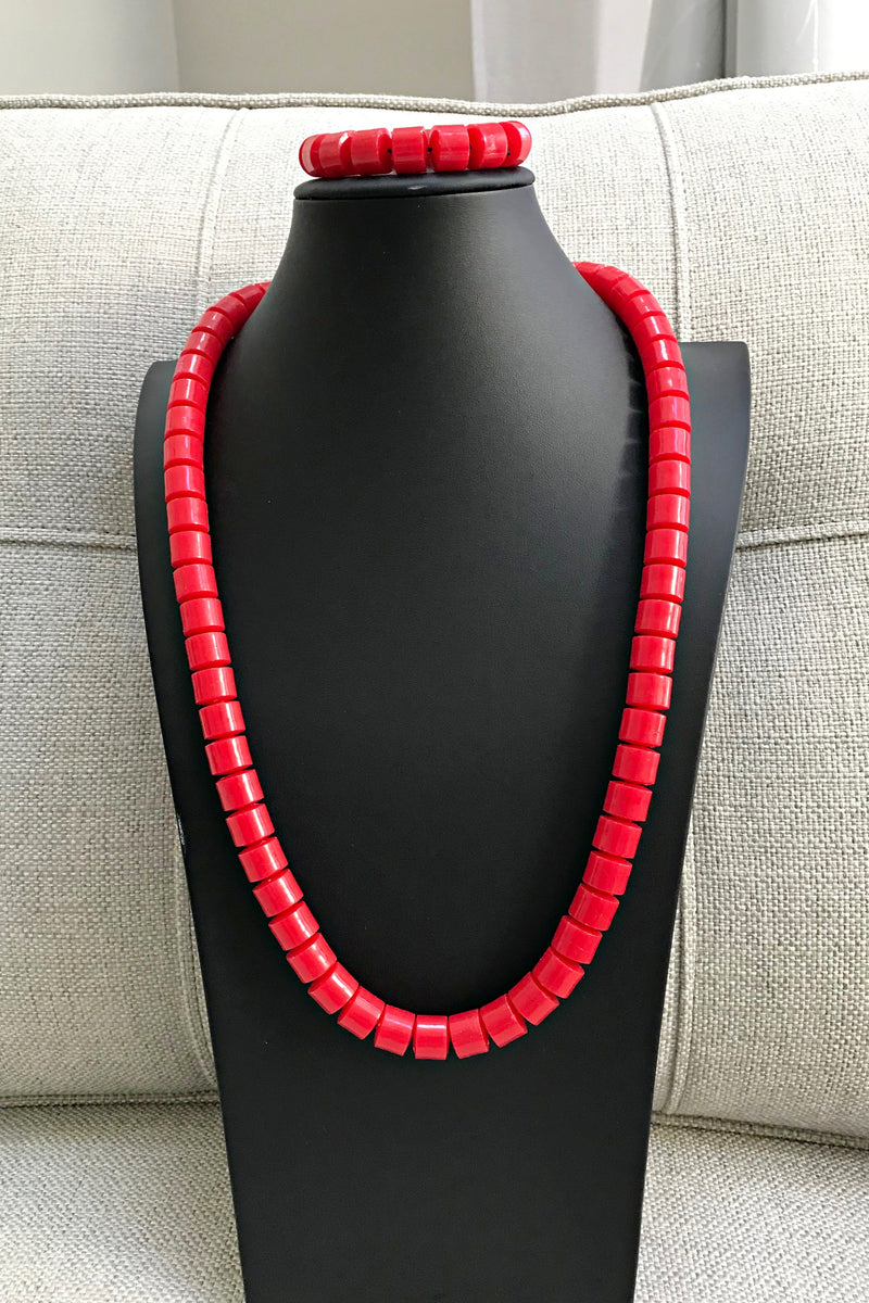 Red igbo Nigerian Wedding necklace - Afrilege
