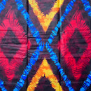 African Wax Print Tie Dye Fabric ( Ankara) - Blue / Maroon / Yellow - Afrilege