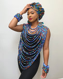 Lesedi Mix African Print 24 Strands Statement rope necklace - Afrilege