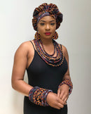Burgundy Toghu African Print Rope Necklace - Afrilege