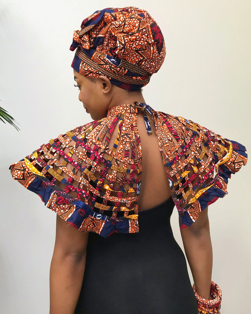 Carol African Print Web Shoulder Choker Necklace - Afrilege