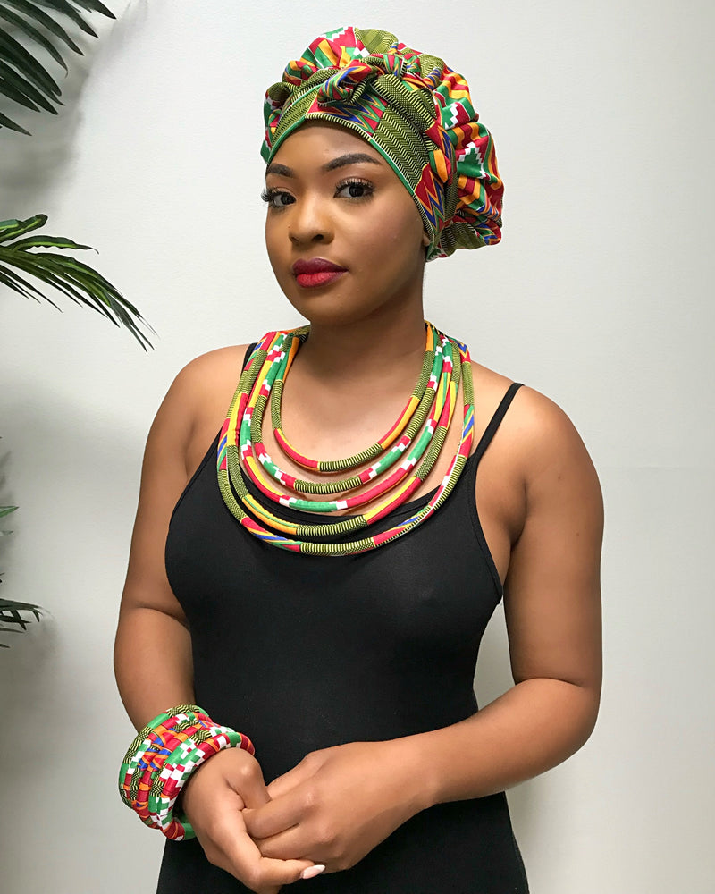 Neela African Print Rope Necklace - Afrilege