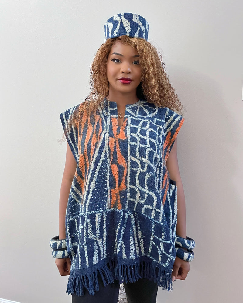 Bamileke Authentic Ndop Cloth Attire "TOP" from Cameroon For Men and Women - Afrilege