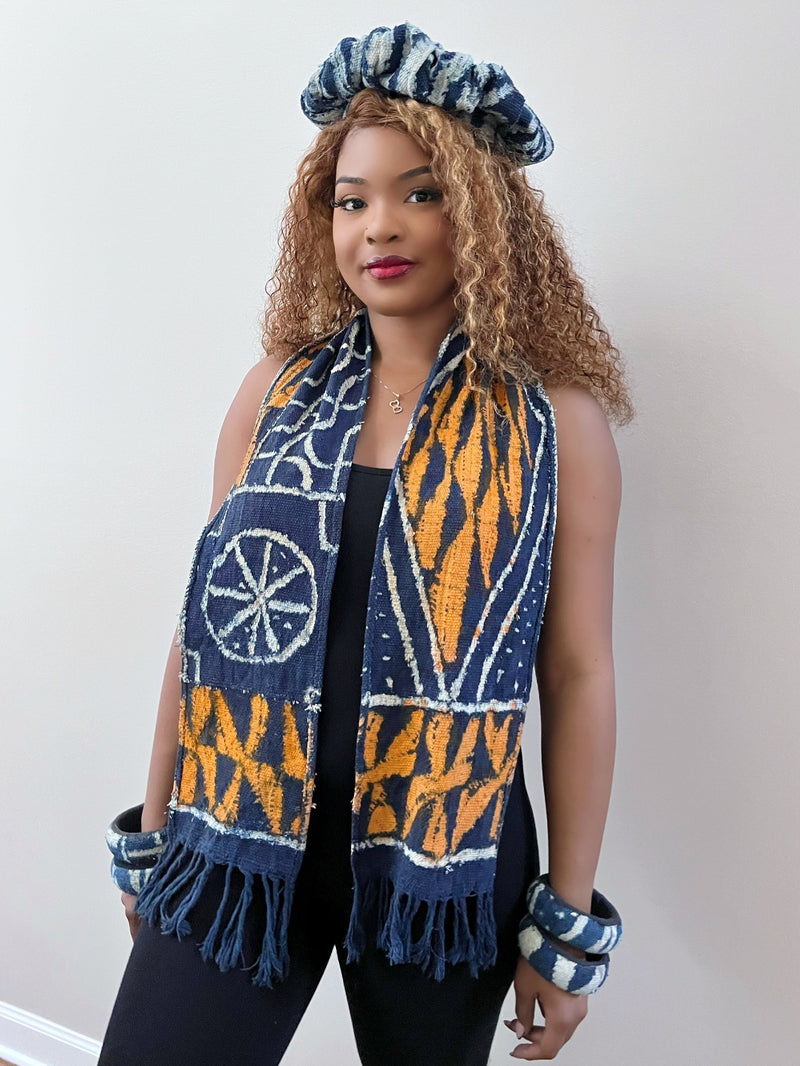 Bamileke Authentic Ndop Cloth SCARF from Cameroon For Men and Women - Afrilege