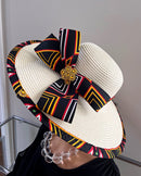 Toghu African Print Straw Church Sun Hat - Beige - Afrilege