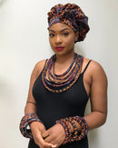 Burgundy Toghu African Print Rope Necklace - Afrilege