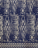 Bamileke Ndop pattern African Wax Print Fabric - Navy Blue / Beige - Afrilege