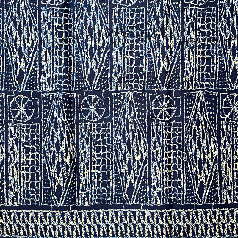 Bamileke Ndop pattern African Wax Print Fabric - Blue / Beige